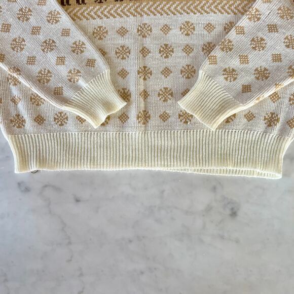 Vintage Bamberger's Deer Snowflake Nordic Knit Crewneck Sweater / L XL - Picture 5 of 8